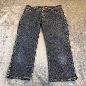 HIP Jeans Womens Size 11 Dark Wash Capri Cropped Denim Pants Side Slit Stretch